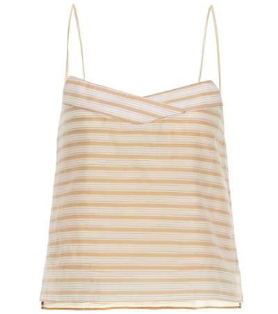 Shop Arje The Koko Cotton And Silk Camisole In Beige