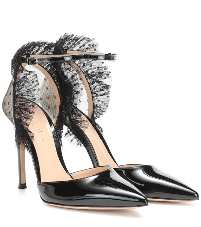 Shop Gianvito Rossi Tulle And Patent-leather Pumps In Black