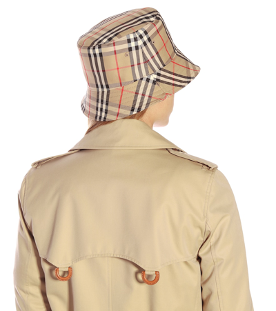 Shop Burberry Vintage Check Cotton Bucket Hat In Beige