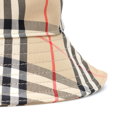 Shop Burberry Vintage Check Cotton Bucket Hat In Beige