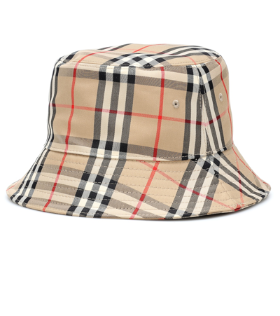 Shop Burberry Vintage Check Cotton Bucket Hat In Beige