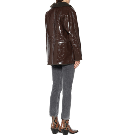 Shop Kassl Editions Vinyl And Shearling Coat In Brown