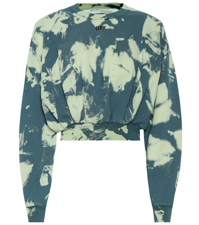 Shop Off-white Tie-dye Printed Cotton Sweater In Blue