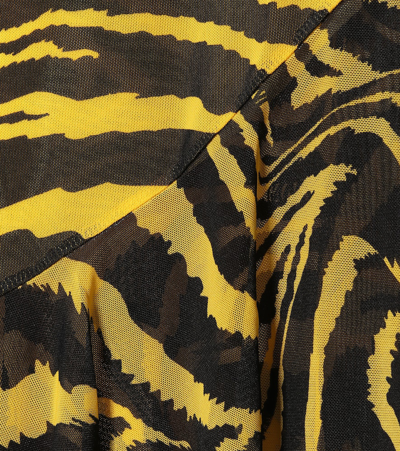 Shop Ganni Animal-print Wrap Skirt In Yellow