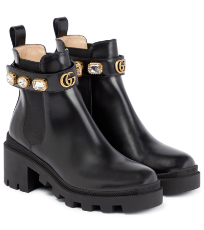 Gucci Trip Embellished Leather Chelsea Boots In Black | ModeSens