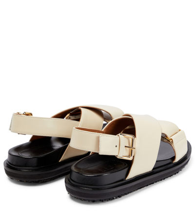 Shop Marni Fussbett Leather Sandals In Beige