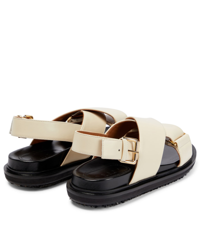 Marni 20mm Fussbett Leather Sandals In White,black