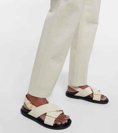Marni 20mm Fussbett Leather Sandals In White,black