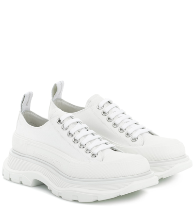 Shop Alexander Mcqueen Canvas Platform Sneakers In White