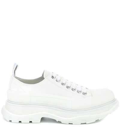 Shop Alexander Mcqueen Canvas Platform Sneakers In White