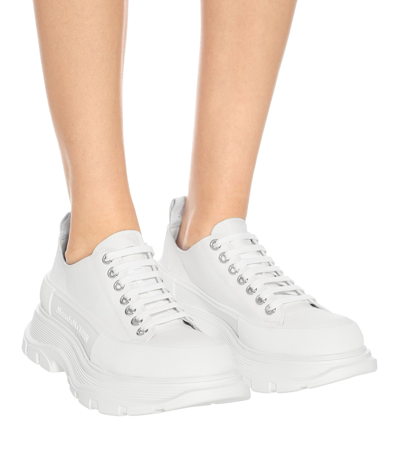 Shop Alexander Mcqueen Canvas Platform Sneakers In White