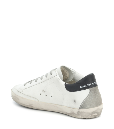 Shop Golden Goose Super-star Leather Sneakers In White/black