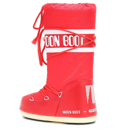 Moon Boot Classic Nylon Waterproof Snow Boots In Red