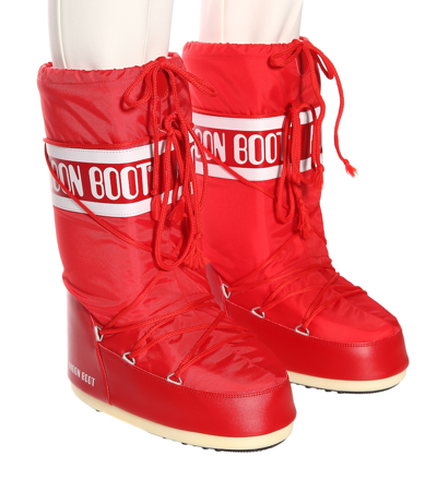 Moon Boot Classic Nylon Waterproof Snow Boots In Red