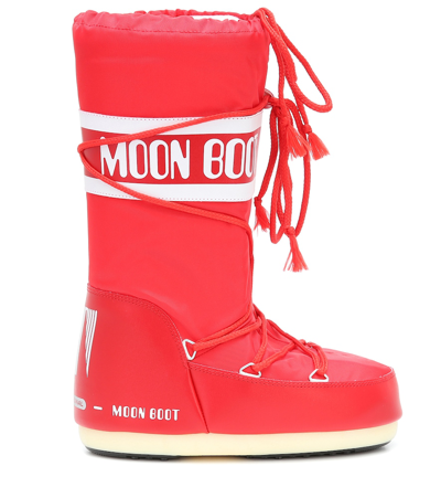 Moon Boot Classic Nylon Waterproof Snow Boots In Red