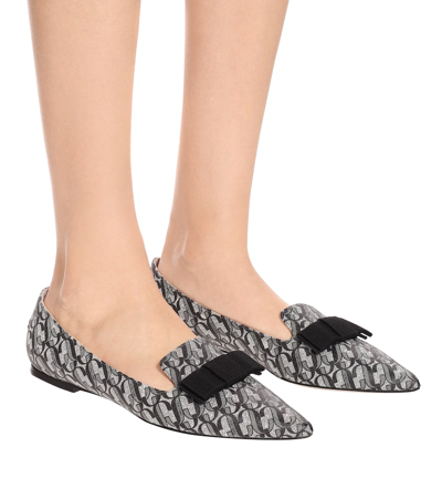Shop Jimmy Choo Gala Printed Leather Ballet Flats In Silver