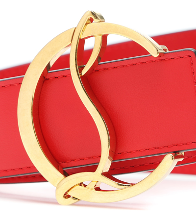 Shop Christian Louboutin Cl Logo Leather Belt In Red