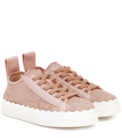 Shop Chloé Lauren Lace Sneakers In Pink