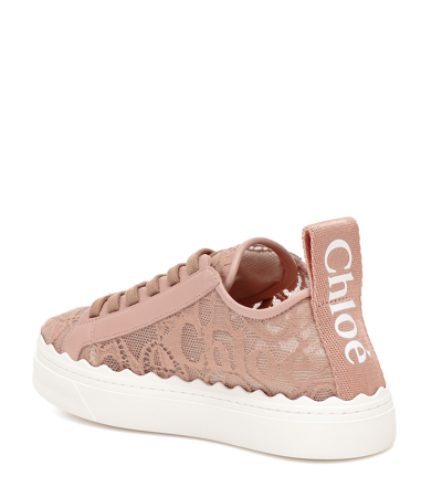 Shop Chloé Lauren Lace Sneakers In Pink