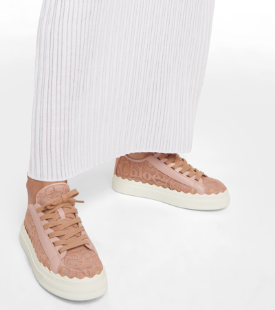 Shop Chloé Lauren Lace Sneakers In Pink