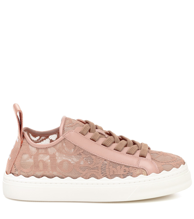 Shop Chloé Lauren Lace Sneakers In Pink