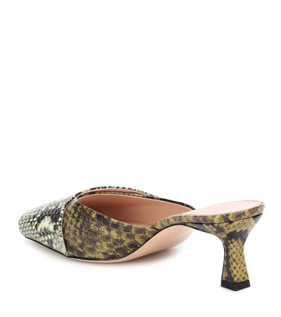 Shop Wandler Isa Snake-effect Leather Mules In Green