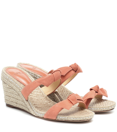 Shop Alexandre Birman Clarita Suede Wedge Espadrille Sandals In Orange