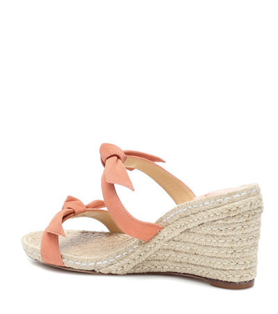 Shop Alexandre Birman Clarita Suede Wedge Espadrille Sandals In Orange