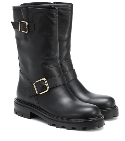 Shop Jimmy Choo Biker Ii Leather Boots In Black