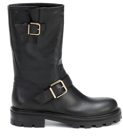 Shop Jimmy Choo Biker Ii Leather Boots In Black