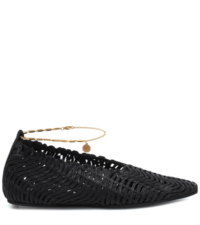 Shop Stella Mccartney Woven Ballet Flats In Black