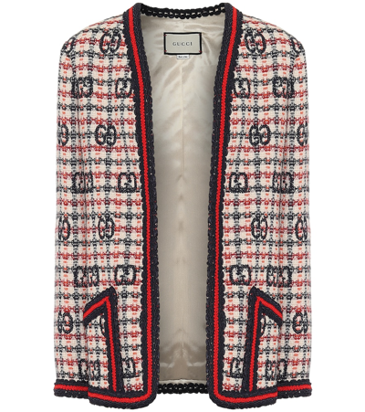 Shop Gucci Wool-blend Tweed Jacket In Red