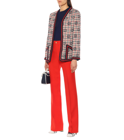 Shop Gucci Wool-blend Tweed Jacket In Red