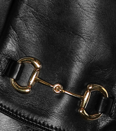 Shop Gucci Horsebit Leather Gloves In Black