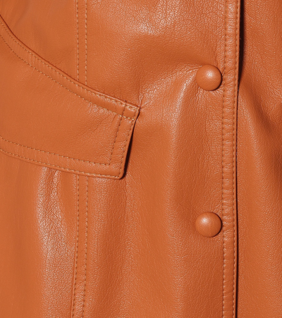Nanushka Menphi Vegan Leather Button-front Dress In Brown