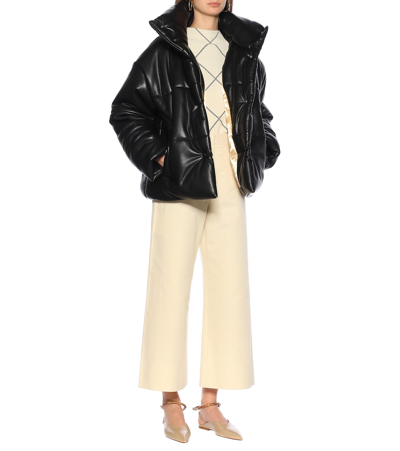 Nanushka Hide Quilted Padded Vegan Leather Jacket In Black