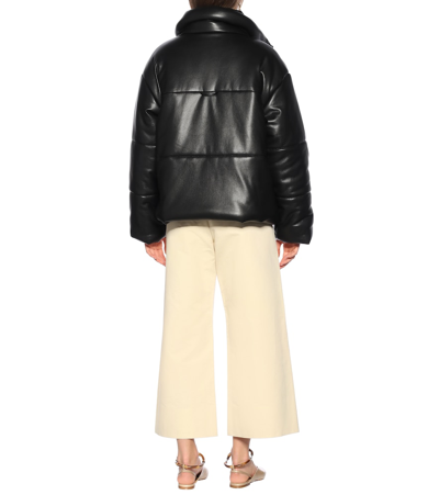 Nanushka Hide Quilted Padded Vegan Leather Jacket In Black