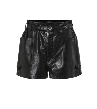 Shop Isabel Marant Xike High-rise Leather Shorts In Black