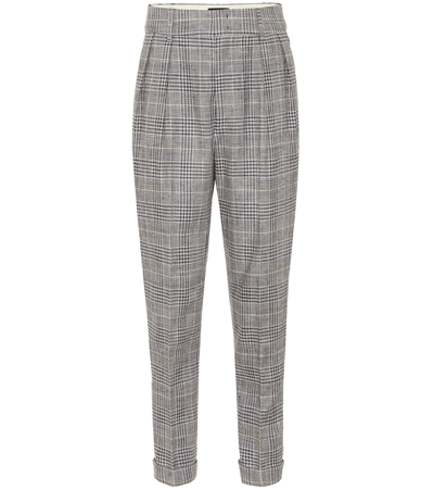 Shop Isabel Marant Ceyo Checked High-rise Slim Pants In Grey