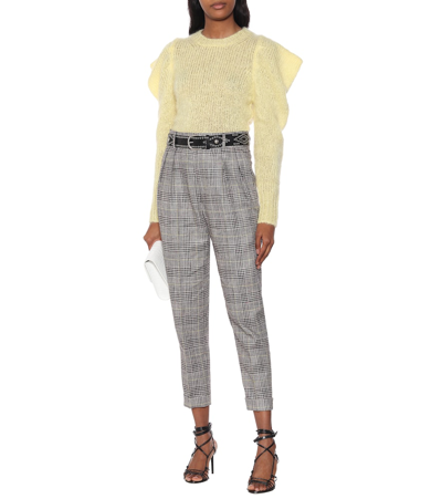 Shop Isabel Marant Ceyo Checked High-rise Slim Pants In Grey