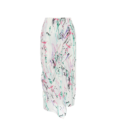 Shop Isabel Marant Fabiana Stretch-silk Midi Skirt In White