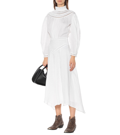 Shop Isabel Marant Étoile Albane Linen Midi Dress In White