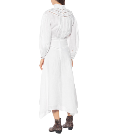 Shop Isabel Marant Étoile Albane Linen Midi Dress In White