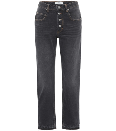 Shop Isabel Marant Étoile Garance Cropped Straight Jeans In Black