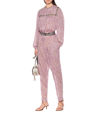 Shop Isabel Marant Étoile Vasco Floral Cotton Jumpsuit In Purple