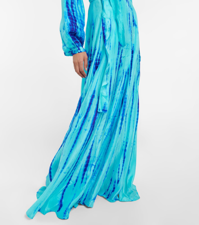 Shop Anna Kosturova Tie-dye Silk Maxi Dress In Blue