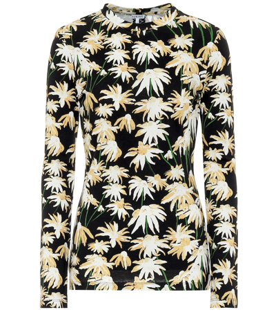 Shop Loewe Floral Cotton T-shirt In Black