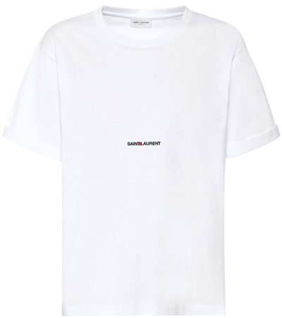 Saint Laurent Cotton T-shirt With Frontal Iconic Print In White