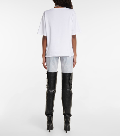 Shop Saint Laurent Logo Cotton T-shirt In White