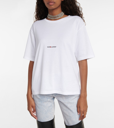 Saint Laurent Cotton T-shirt With Frontal Iconic Print In White